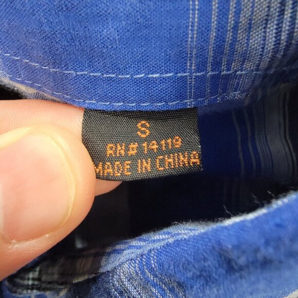 Plains Western Wear Shirt Mens Small‎ Blue Plaid Button Up Pearl Snap Cowboy - Picture 7 of 8